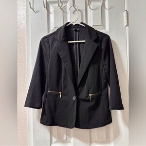 New York & Company Women’s S Black Blazer with Gold Zippers
